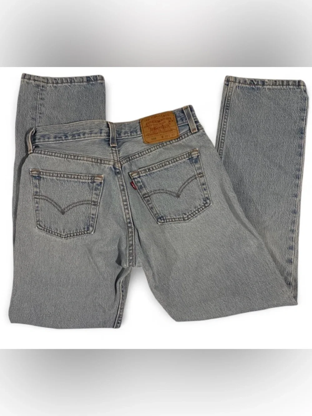 Vintage Levis 501 Jeans Demin Button Fly Light Wash 28x27 Straight Leg Made USA